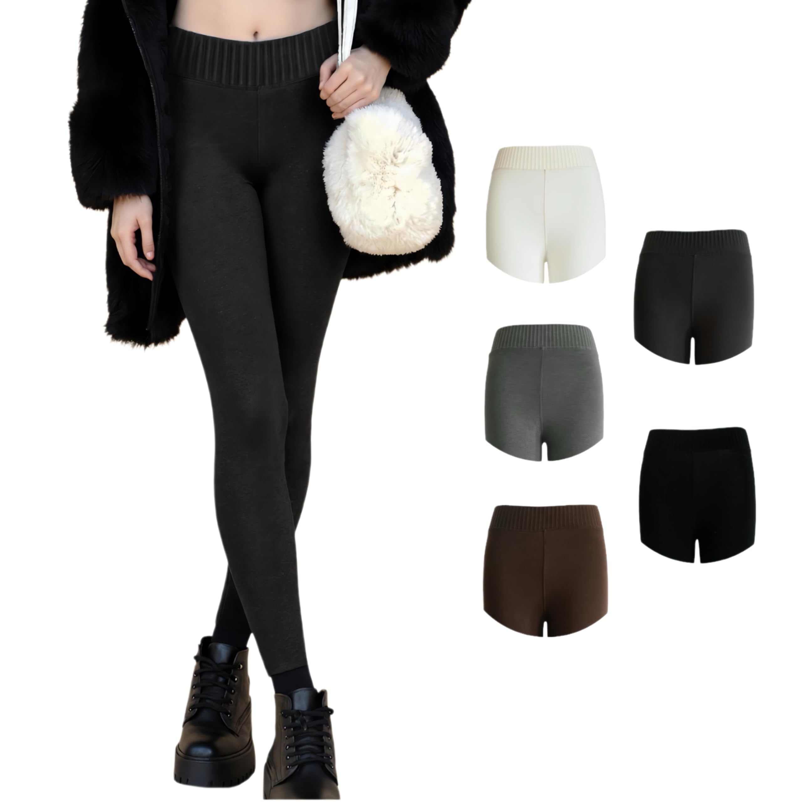 

stretch warm inner leggings for Heattech thermal slimming effect [NIONIQ] High-waisted women, tights, underwear, (JP, Alphabet, L, Black) чорний