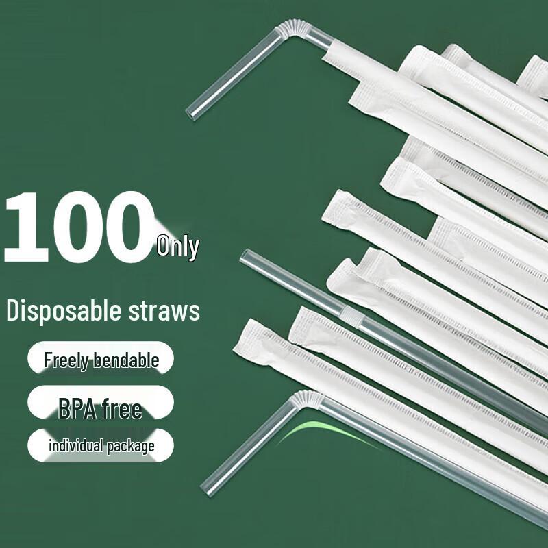 YOUAO Individually Wrapped Bendable Disposable Straws