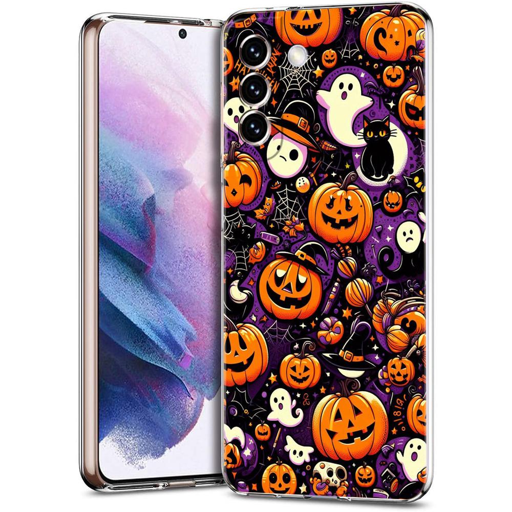 Transparente Handyhülle für Samsung Galaxy S25 S24 S23 S22 S20 S21 FE Ultra S24 S23 S10 S10E Plus Halloween-Stil Muster