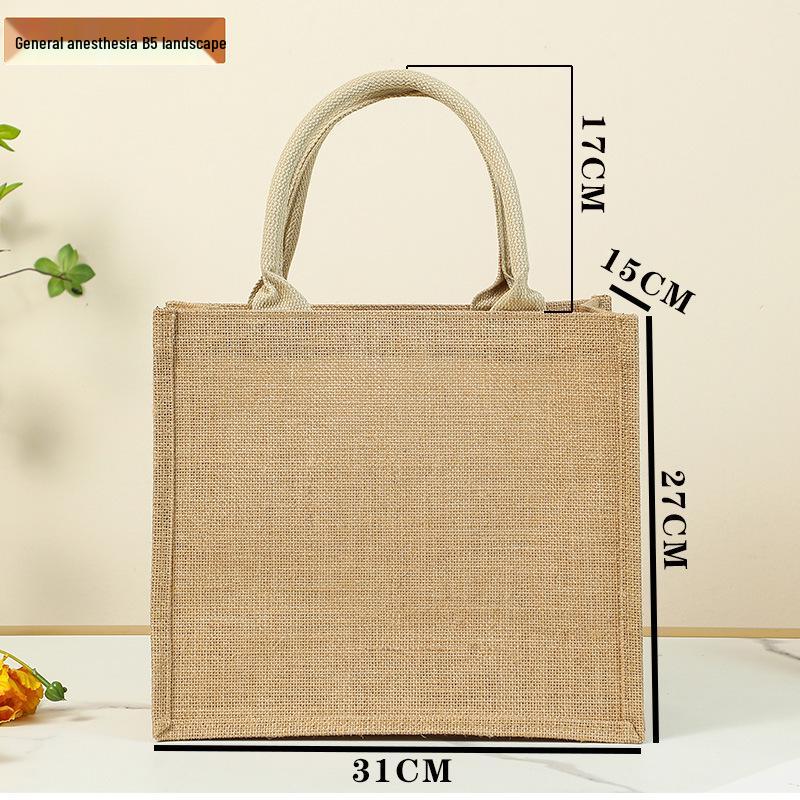 Hand-Painted Muji Jute Burlap Tote Bag for Christmas