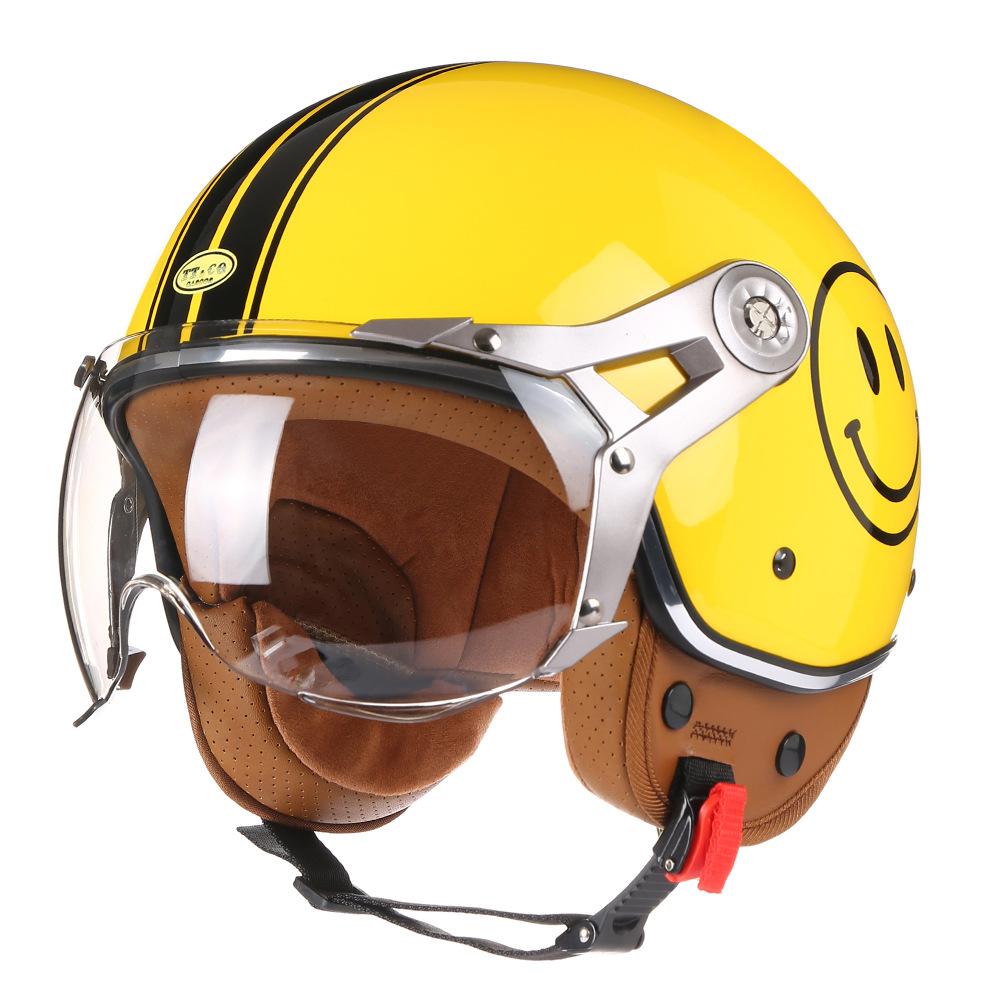 New Open Face 3/4 Motorcycle Helmet Retro Motorbike Helmets Vintage Chopper Capacete De Moto Bike Scooter With For Men Women DOT
