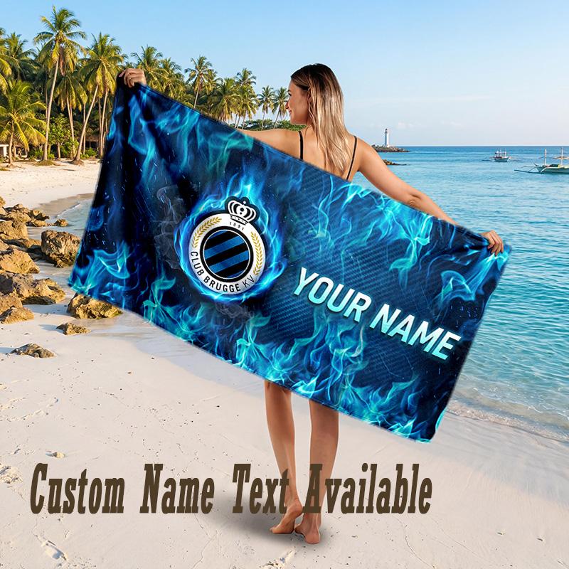Club Brugge FC Design Beach Towel Custom Text Large Towel for Beach Vacation