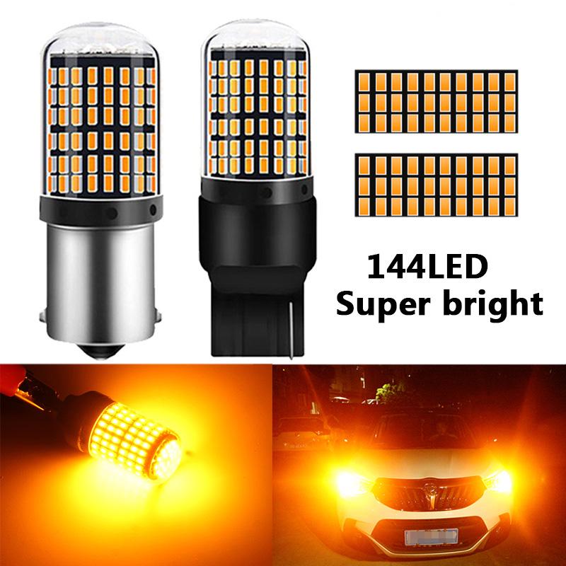 RXZ 1pc CanBus p21w py21w T20 LED W21W W21/5W 7440 T443 led S25 1156 BA15S BAU15S Bulbs 3014 144smd car Turn Signal Lights