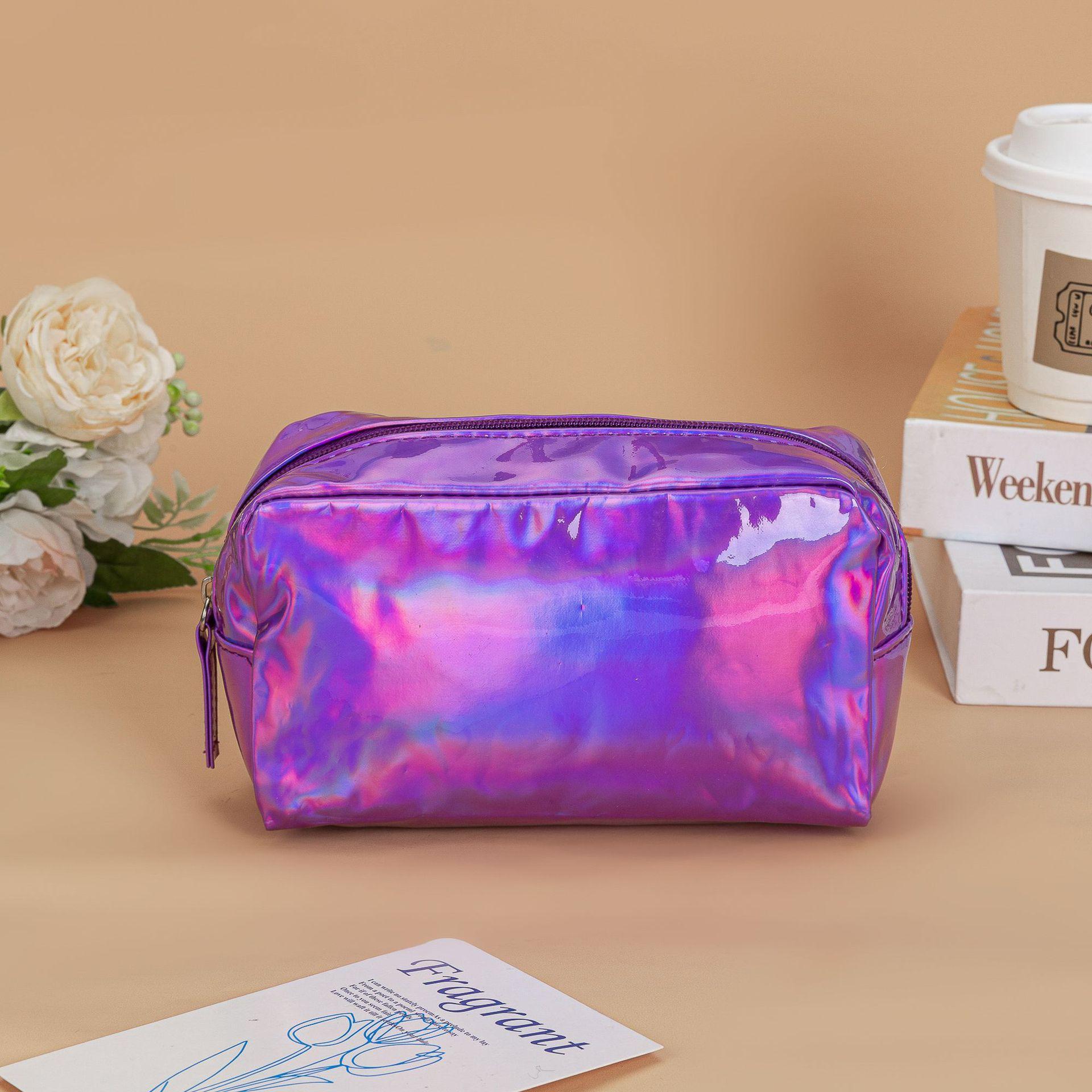 

Capacity Large Waterproof Pu Makeup Bag Portable Travel Colorful Pouch Wash Фіолетовий