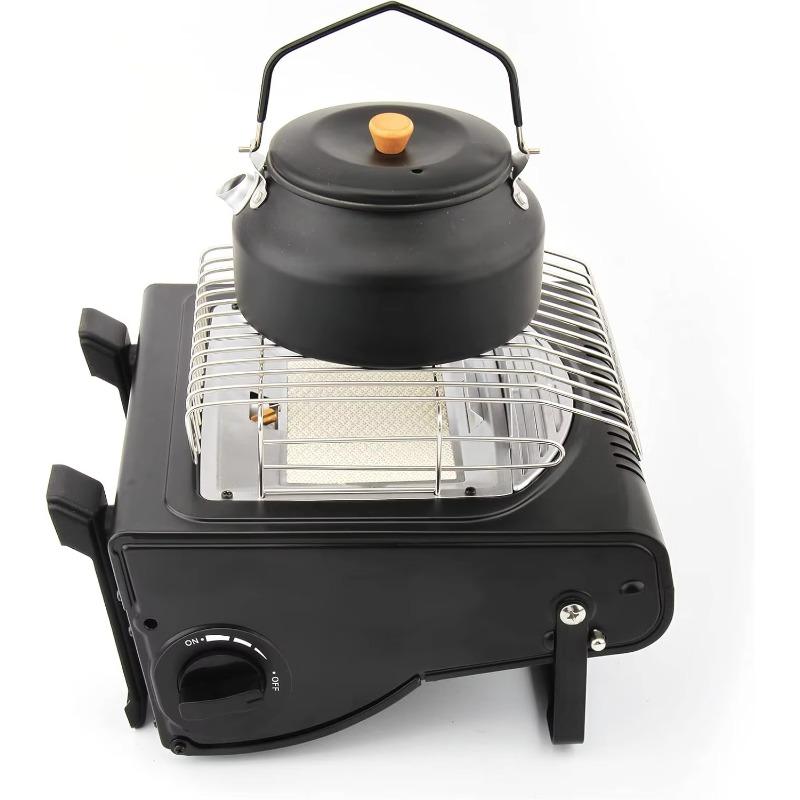 Portable 1700W Dual-Use Gas Heater & Stove,Outdoor Camping Tent Heater for Winter,Fishing,BBQ Cooking