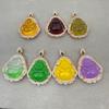 Faux Chalcedony Maitreya Buddha Pendant Necklace - Colorful Unisex Design
