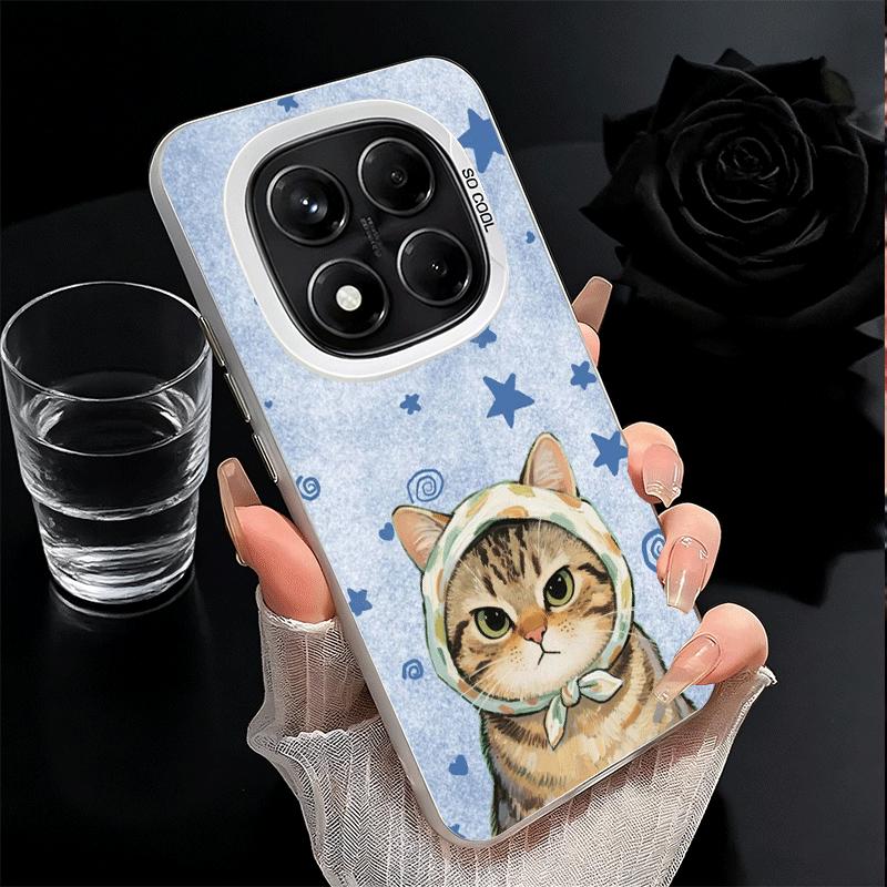Cute Floral Headscarf Kitten Soft Phone Case for Xiaomi Redmi Note 13 14 15 Pro Plus 12S 12 11S 11 11T 10S 10 Shockproof Cover B