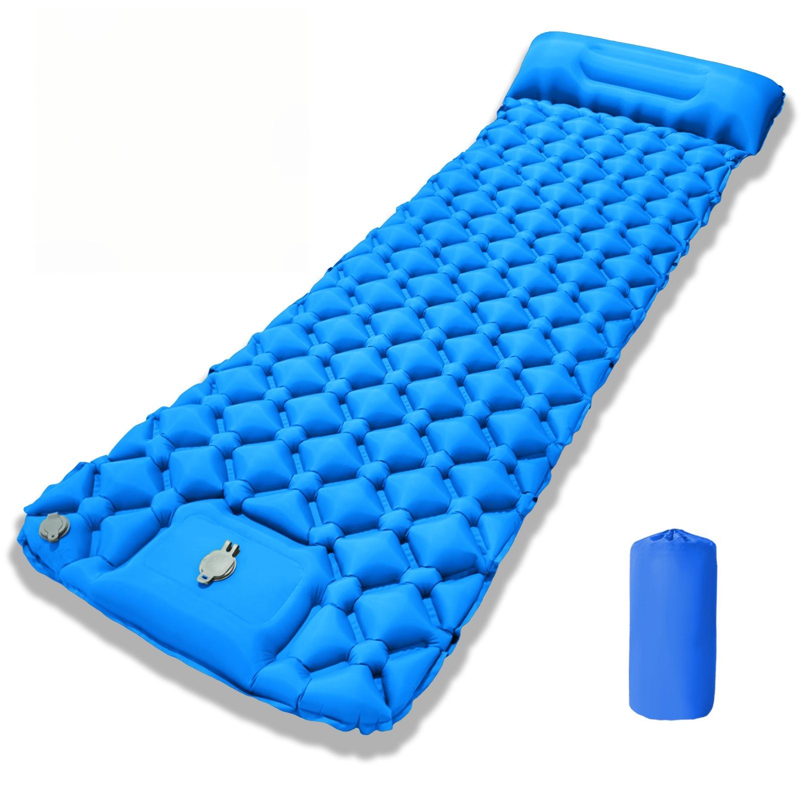 Ultra Light TPU Foldable Inflatable Portable Hiking Camping Park Air Bed Mattress Waterproof Self Inflating Sleeping Pad 190x60x5cm синий