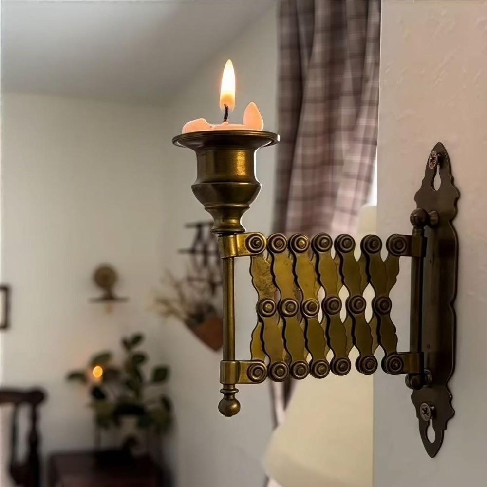 Vintage Wall-Mounted Candlestick Adjustable Metal Candle Holder Candle Bracket  Gifts