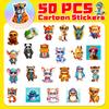 50 Small Pet Stickers with Glasses In Animals with Glasses Doodle Cartoon Waterproof Suitcase Water Cup Refrigerator Stickers