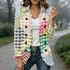 Women's Fashion Plaid Print Long Sleeve Ruffled Open Front Jacket