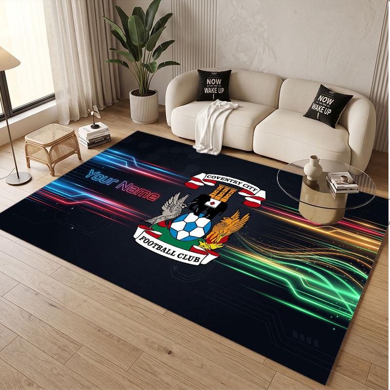 Custom Rug Coventry City Pattern Print Name Text Soft Non‑Slip Floor Carpet for Home Indoor Decoration