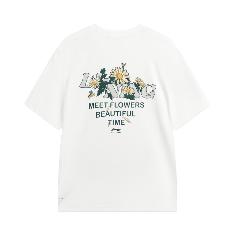 Li Ning Sports Lifestyle Series Round Neck Pullover Letter Pattern Couple T-Shirt Unisex T-Shirt ATSW371-1