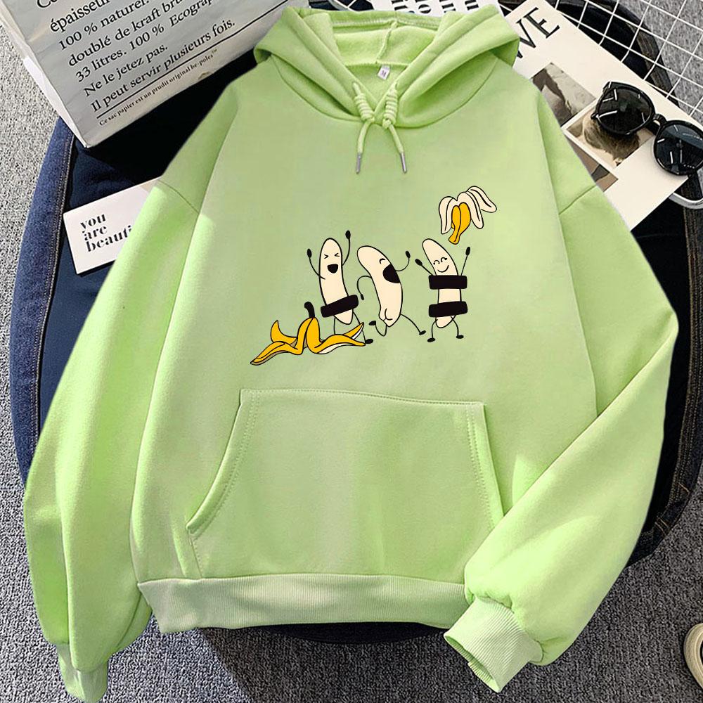 Naked Banana Print Sweatshirts Men Women Fashion White Cartoon Pullovers Unisex Oversized Cute Anime Y2K Tops Graphic Streetwear