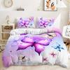 Pastel Purple Butterfly Floral Bedding Set, Dreamy Gradient Duvet Cover Set, Romantic Home Textile, Perfect Gift for Bedroom Decor