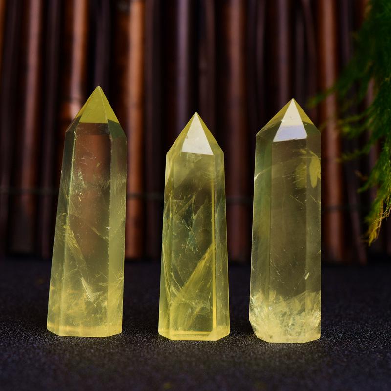 Желтый Кристалл Полированный Шестигранная Призма Орнамент 4-5cm