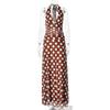 French retro elegant temperament polka dot neck V-neck dress sexy hottie backless strap waist long dress women