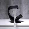 Modern Bathroom Mixer Tap Black/Gold Wash Basin Faucet Single Handle Hot and Cold Waterfall Faucet