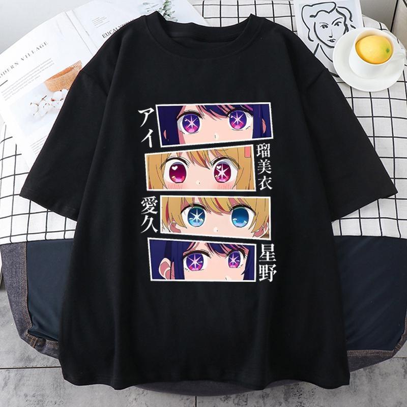 New Anime Eyes Graphic Print T Shirt Women Summer Casual Round Neck Loose Tees Streetwear Fashion Anime Harajuku T-shirts