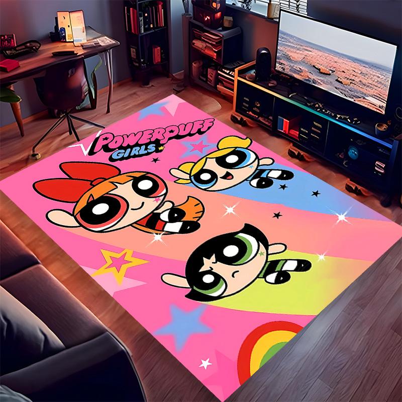 The Powerpuff Girls1 Printed Absorbent Washable Carpet, Non-Slip Bathroom Mats, Kitchen Rugs, Yoga Mat,Living Room Entrance, Camping Picnic Rugs