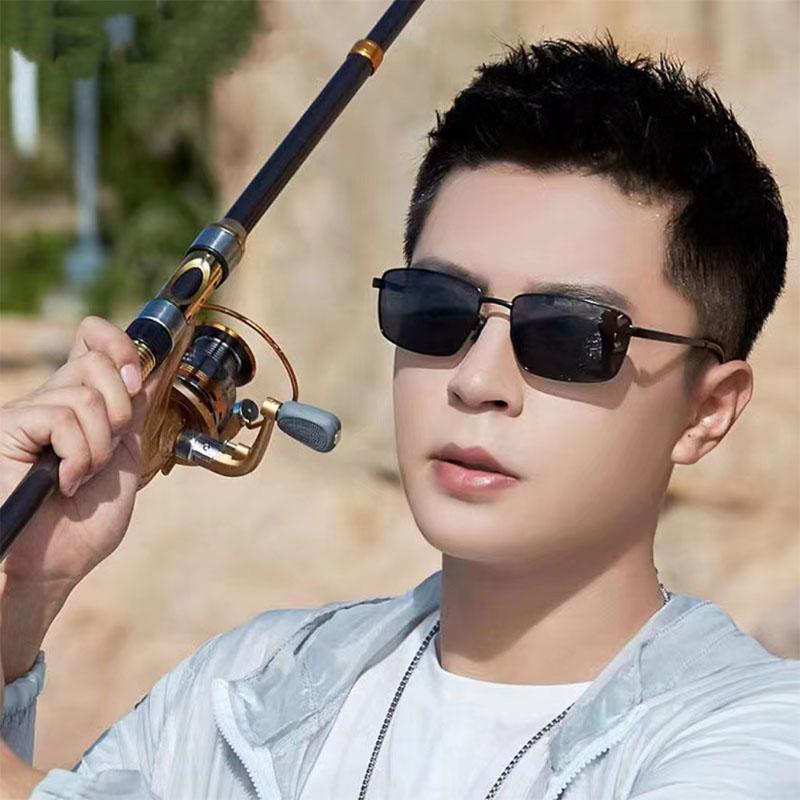 Men's Photochromism Sunglasses Men Metal Material Frame Rectangular Sun Glasses Night Fishing Driving Eye Wear UV400 Protection Gafas De Sol