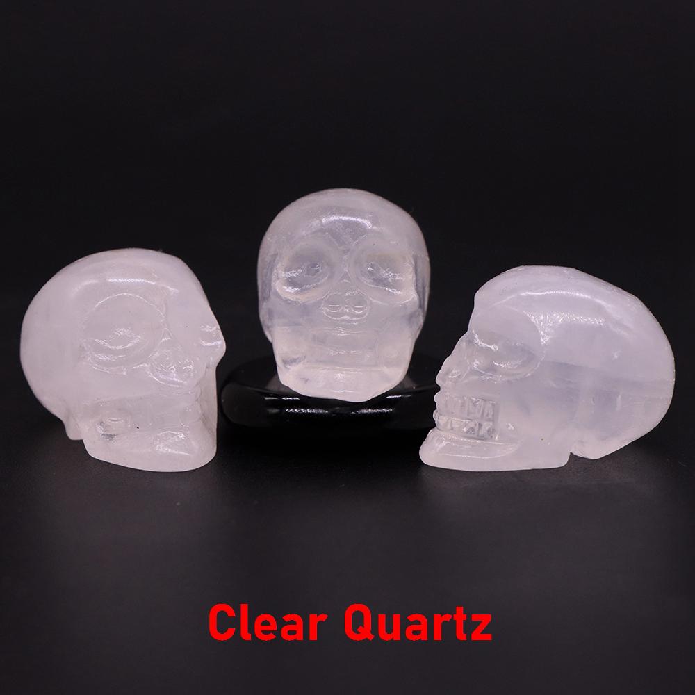 Natural Crystal Skull Ghost Head Statue Rose Quartz Stone Reiki Collectible Diy Gem Carved Spiritual Wicca Home Decor Gift 30Mm