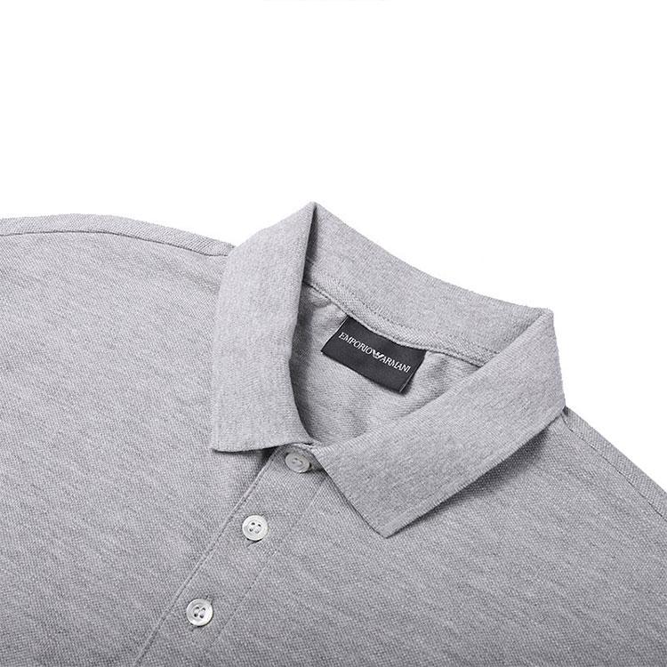 Emporio Armani Solid Color Long Sleeve Polo Shirt Men tops Gray 8N1F13-1J0SZ-0616