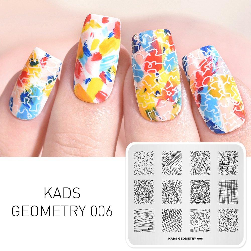 kads Geometry 3D Image Nail Stamping Plates Geometric Shape Nail Art Design Stamp Stencil Nails Tools Stamping Plate