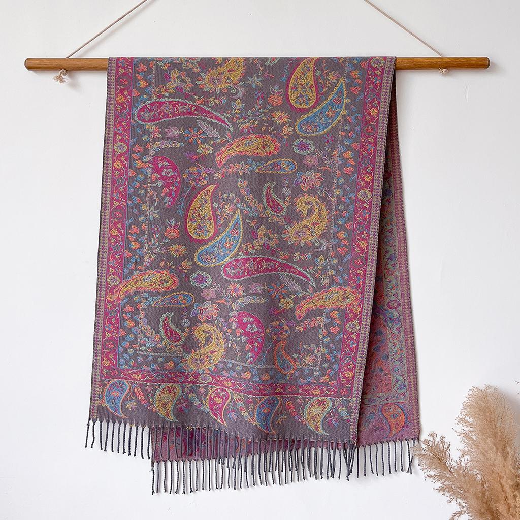 Women Autumn and Winter Popular Imitation Cashmere Scarves Ethnic Style Shawl Cloak Thickened Warm Coldproof Tassel Female Scarf