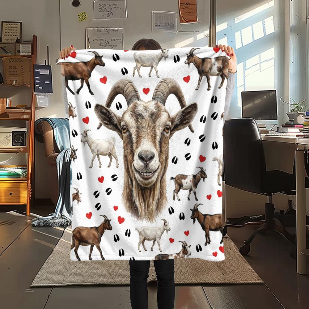 1PC Cartoon Sheep Print Flannel Blanket, High quality All Seasons, Home Decor, Warmth and Comfort, Perfect for Christmas Gifts