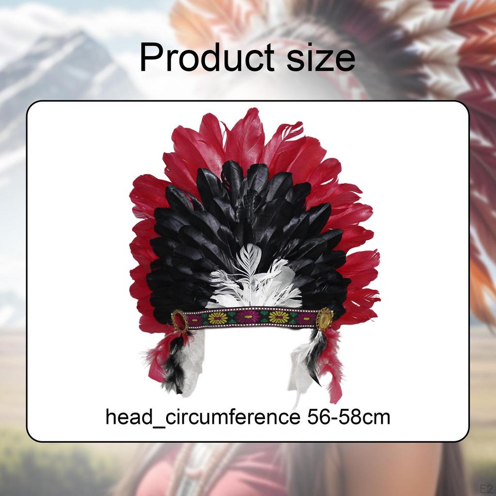 Indian Feather Headdress Photo Props Unique Hat for Themed Party
