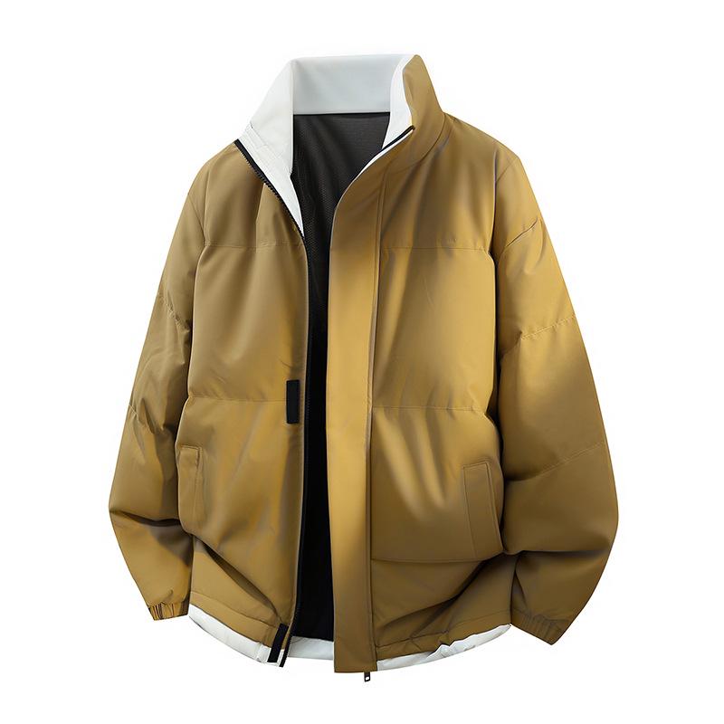 Vintervarmtjock bomullsjacka för män med raglanärmar och upprätt krage