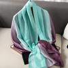Luxury Gradient Silk Scarf Women Brand Solid Femme Shawls Wraps Bandana Head Foulard Fashion Lady Hijab Wedding Poncho