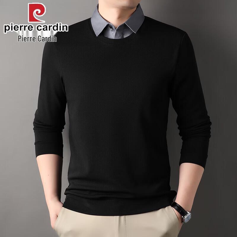 Pierre Cardin Men's Faux Two-Piece Knit Long Sleeve Shirt