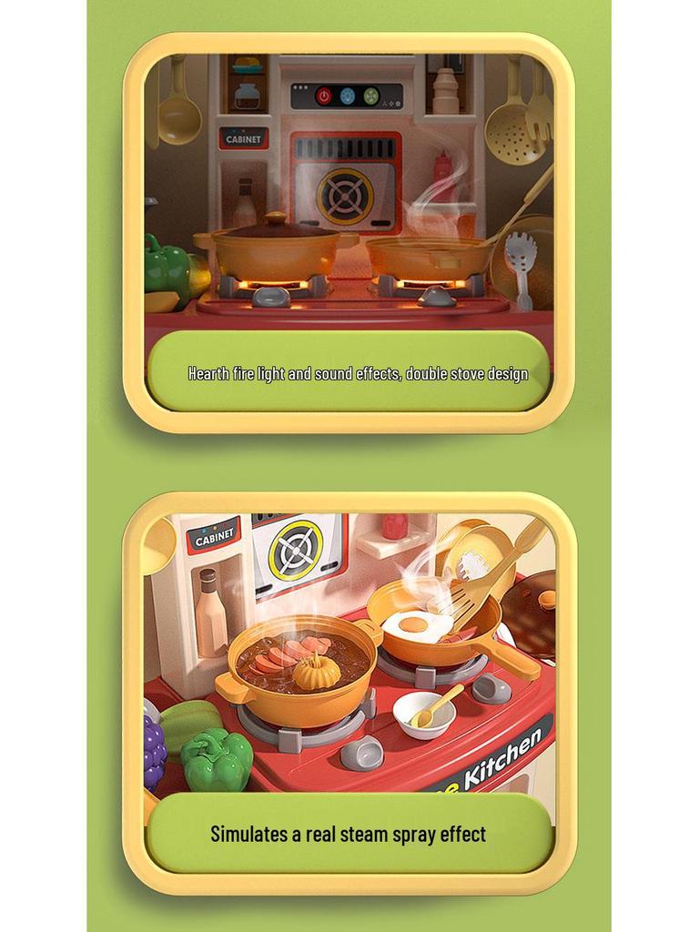 Cross-Border Kids' Pretend Play Kitchen Set: Cooking, Kitchenware, Dining Table Toys for Boys & Girls