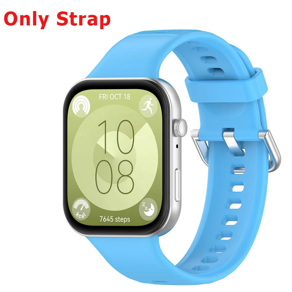 Silicone Watch Strap + Protective Case For Huawei Watch Fit 3 Watchband Bracelet Band Correa Screen Protector Cover Shell