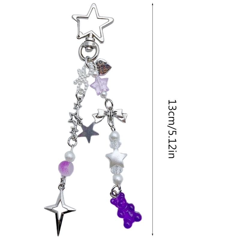 Five-pointed Star Tassels Phone Lanyard Acrylic Bear Pendant Keychain Keyring