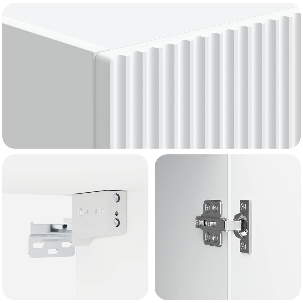 Wall Mounted Cabinet White 33 X 34.5 X 90 Cm Particleboard