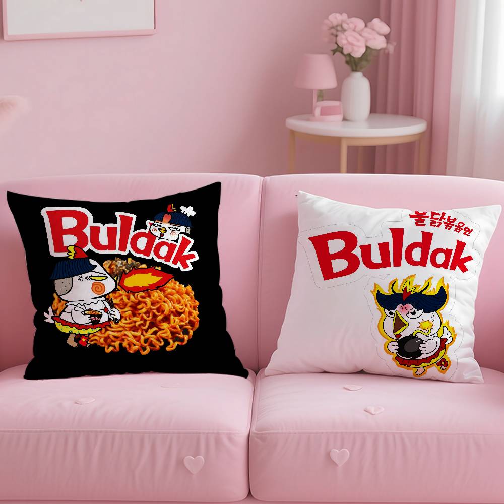 K-Kwaii Anime B-Buldak R-Ramesn Pillow Case Safe Custom Photo Pillow, Anti-Fade Brushed Fleece Cushion, Maternal & Infant Safe.