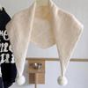Soft Knitted Triangle Shawl with Pom Poms Yarn Shoulder Wrap Winter Neck Scarf  Daily Casual Wear