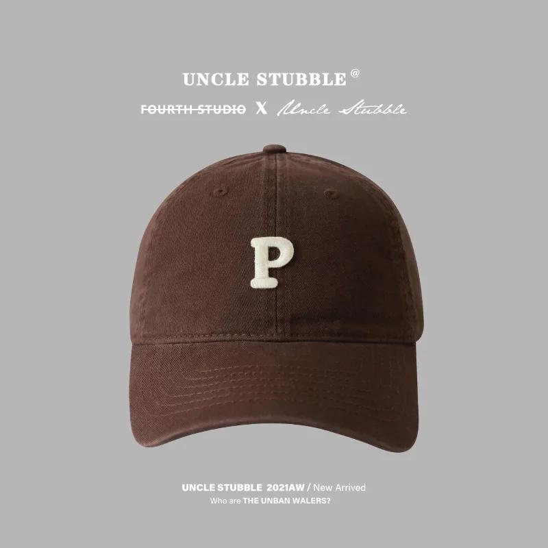 Letter P Embroidered hats Baseball Caps for Men and Woman's Adjustable Casual Cotton Sun Hats  Solid Color Visor Hats