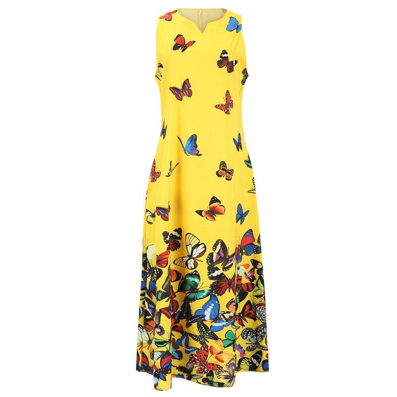 Elegant Women Sleeveless Bohemia Long Maxi Dress For Summer Beach Parties In Plus Sizes