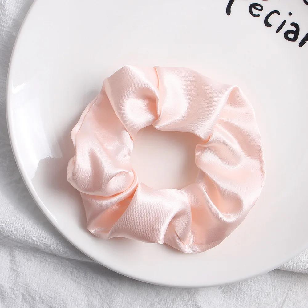 1piece Fashion Silk Scrunchies Solid Red Rubber Bands for Women Girls Korean Elastic Hair Bands Ponytail Hold Hair Accessories