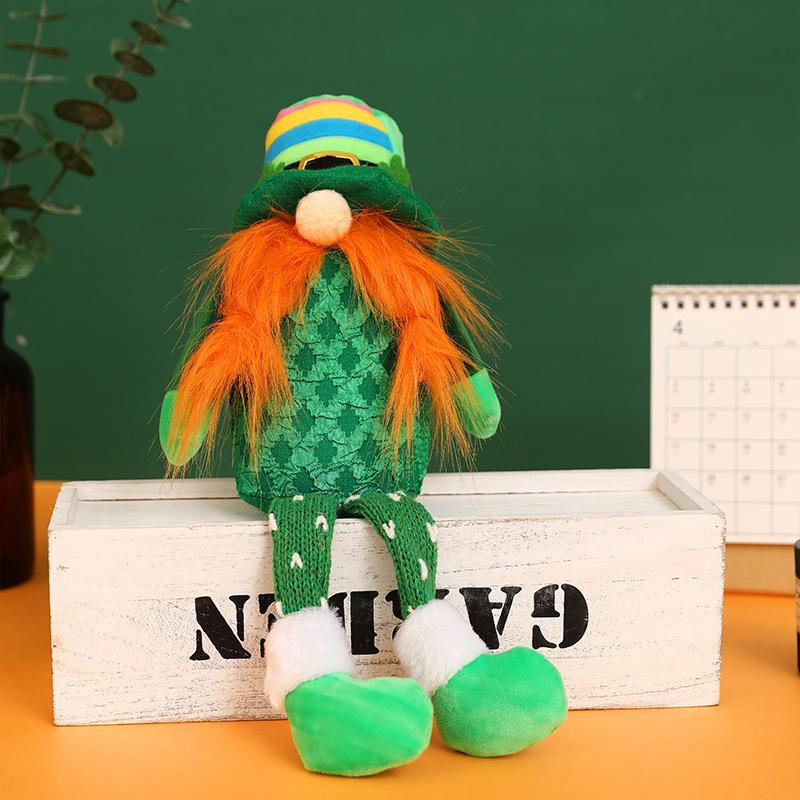 St. Patrick s Day Faceless Doll with Green Leaf Long Legs