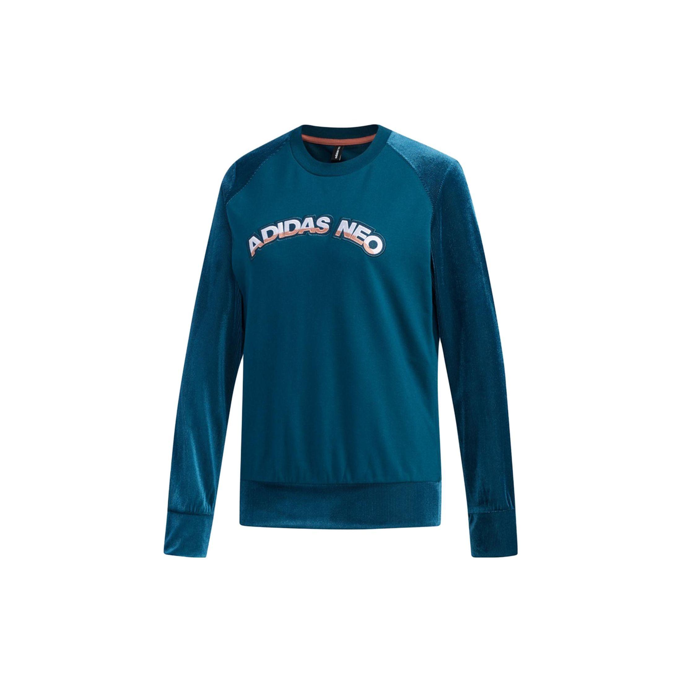 Adidas Neo Letter Logo Printed Round Neck Long Sleeve Sweatshirt Women Sweatshirt Blue EI4278 S