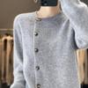 Autumn-Winter 2025 Wool Cardigan: Short, Thick, Oblique Lapel Jacket, Soft Cashmere Knit Sweater.