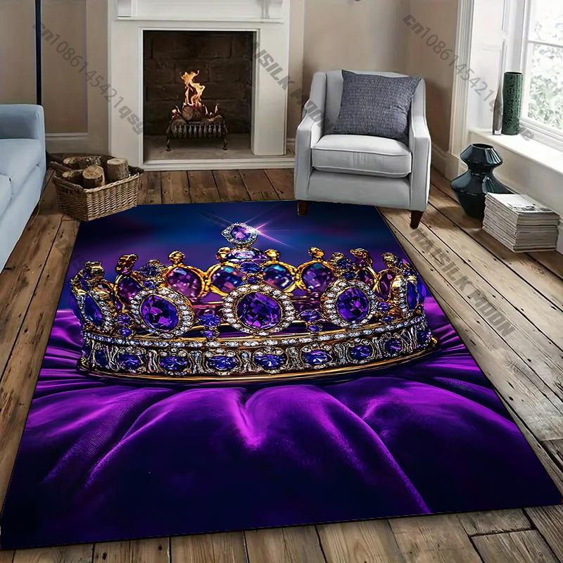 Luxurious Crown-Inspired Decorative mat carpet for home sofa bedroom, gift rug for family