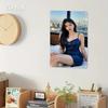 Hisun Tin Sign HD Metal Tin Sign Beautiful Asian Girl In Blue Slip Dress Retro Wall Decor D Flat Iron Painting Plaque for Home Bar Club Pub