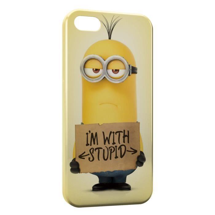 Coque iPhone 5 & 5S Minion I am with Stupid