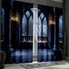 2pcs Gothic Fantasy Curtains - Enchanting Full Moon   Birds   and Castle Balcony Design with Burning Candles - Polyester Drapes fo